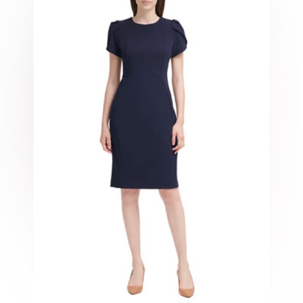 Tulip-Sleeve Sheath Dress